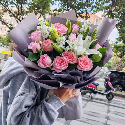 湘西11朵戴安娜粉玫瑰百合，与你一起追逐梦想